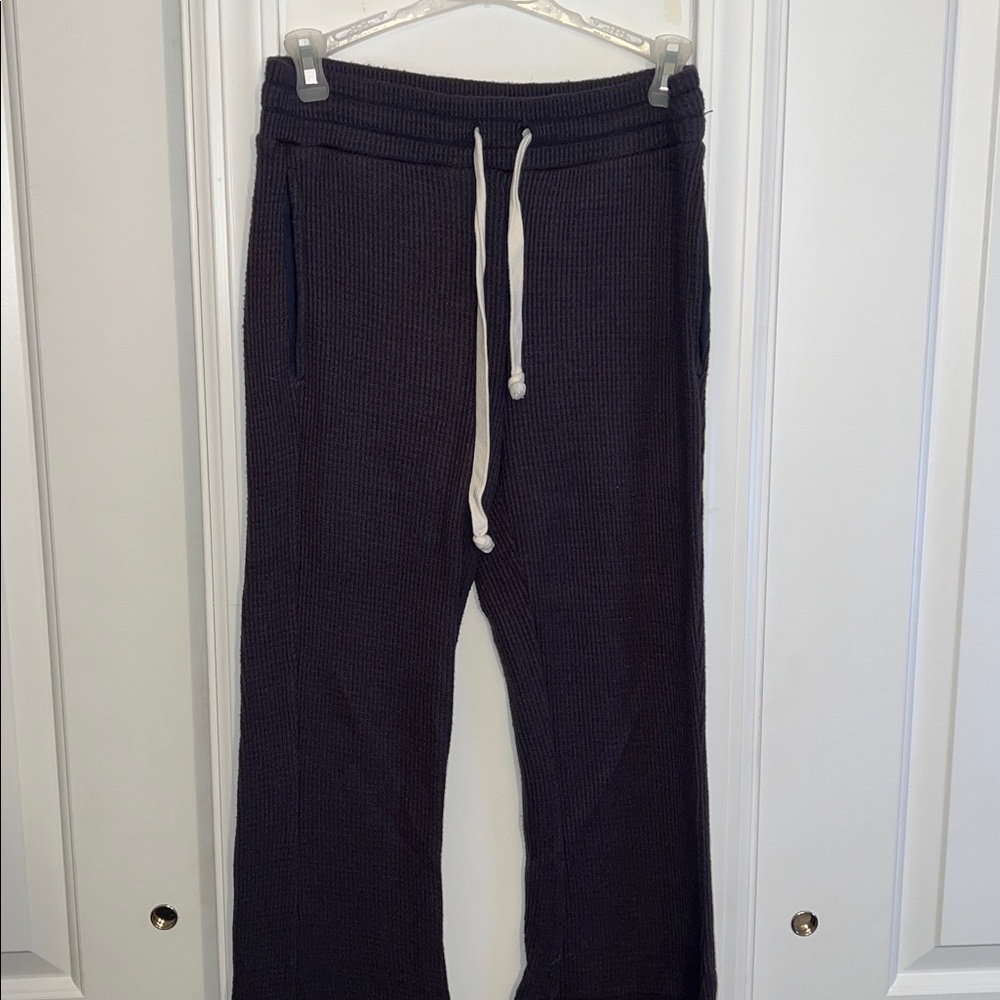 Dark grey Knit Drawstring flare Pants